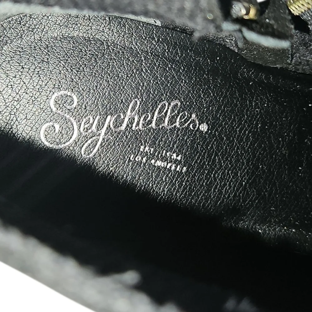 Seychelles Ankle Boots Black Suede Side Zip Block Heel Womens 8